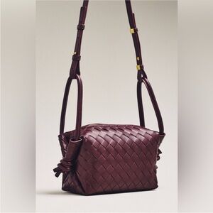 Anthropologie Loop Strap Woven Crossbody Bag - Color Wine